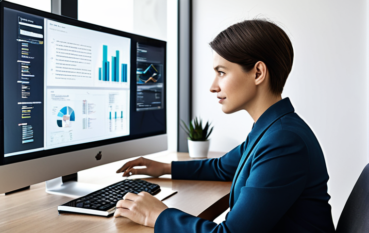 A professional individual, fully clothed in a modest business casual outfit, sits at a sleek, minimalist desk in a modern, high-tech office. Around them, digital screens display a gentle, organized flow of information, not chaotic. The person has a calm, discerning expression, demonstrating clarity amidst abundant data. The scene emphasizes intellectual focus and the process of information curation. The lighting is soft and ambient. Professional photography, high detail, perfect anatomy, correct proportions, natural pose, well-formed hands, proper finger count, natural body proportions, safe for work, appropriate content, family-friendly, modest clothing, professional dress.